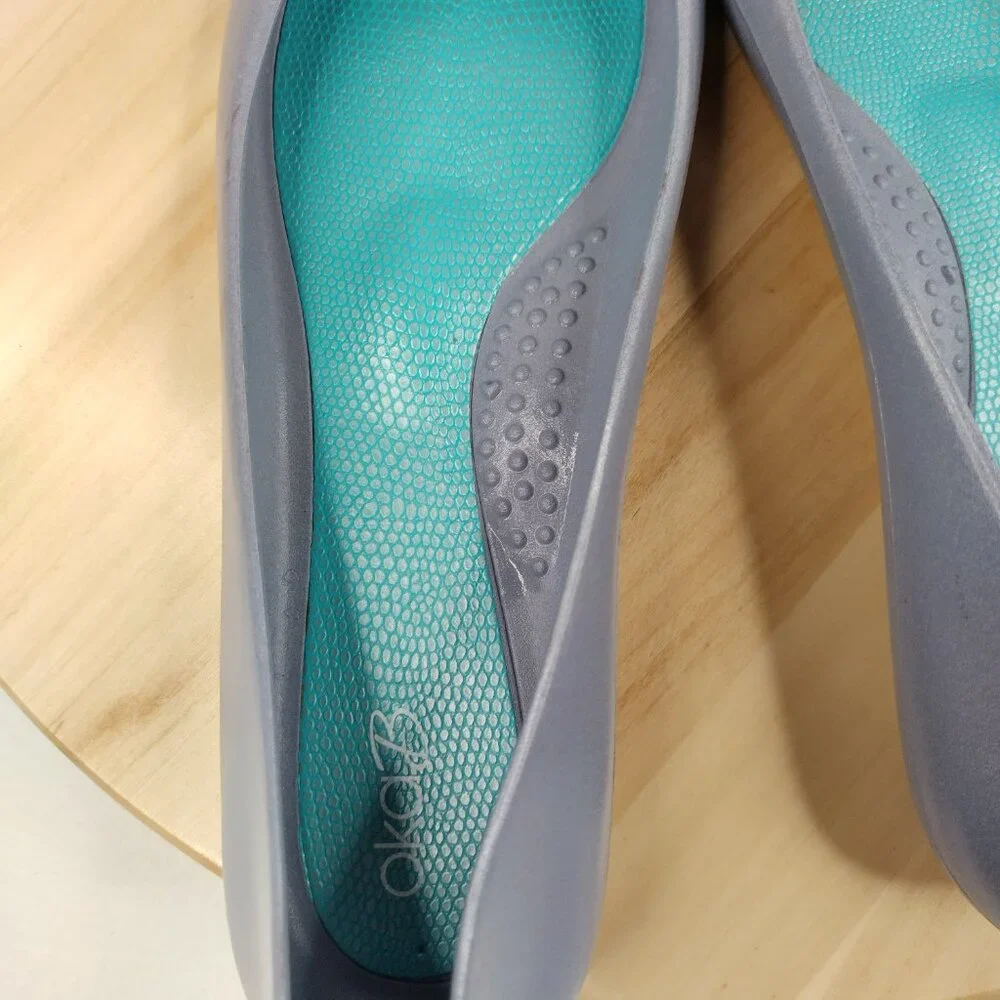 OKA B. Jelly Rubber Ballet Flats Heather Blue w/ Deco Geode Women US 8